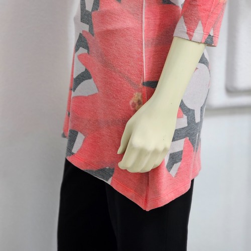 BEFORE + AGAIN Women blouse SIZE XS peach and gray flowered 3/4 sleeve - Picture 8 of 14