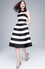 Adrianna Papell Stripe Mikado Midi Dress  Size 4P 
