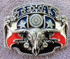 BRAND NEW TEXAS STATE COWBOY FLAG BLACK BELT BUCKLE