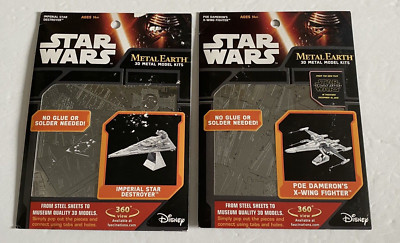 New Metal Earth 3D Metal Model Kits Star Wars Lot Of 2 X Wing & Star Destroyer 