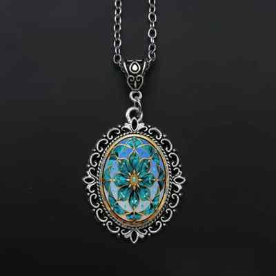 Retro Blue Flower Pendant Necklace Romantic Jewelry Gift Women Girls New 