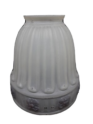 Frosted Glass Light Lamp Shade Reverse Painted Puffy Ribbed Purple Flower Frosted Glass Light Lamp Shade Reverse, Reverse Painted Lamp Shade Replacement