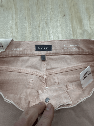 DL 1961 Jeans Patti Straight High Rise Vintage Ankle 27 Pastel Bellini Raw 13127 - Picture 5 of 7