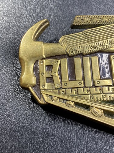 Vintage 1983 Builder Belt Buckle Carpenter Craftsman Tools Solid Brass Baron - Picture 5 of 8