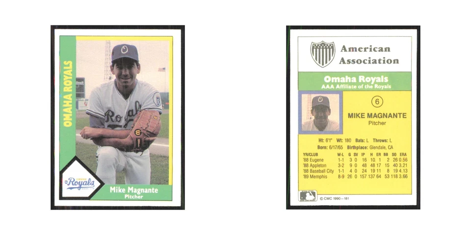 1990 CMC Minor League Mike Magnante Omaha Royals #181 - Image 3 of 3