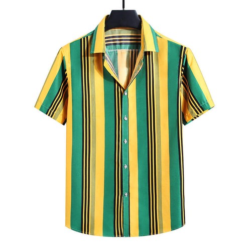 Men's Fashion Loose Striped Short Sleeve Shirt Top for Casual Wear Stylish and C - 第 31/66 張圖片