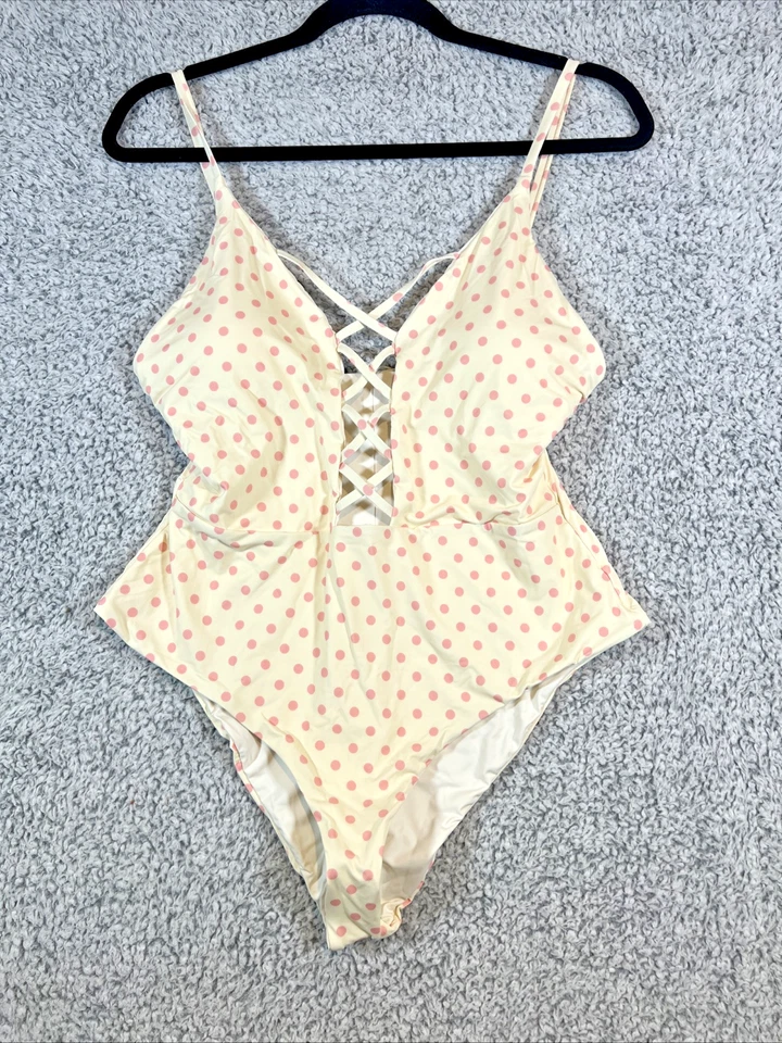 Dippin Daisys Einteiler Badeanzug Bliss Gr. XL Off White Pink Dotted Urlaub