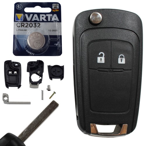 Klapp Schlüssel Gehäuse + BATTERIE NEU passend für Opel Astra J Corsa E Insignia - Picture 8 of 24