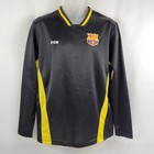Barcelona Soccer Jersey FC Football Club Spain Black Yellow LS Shirt Mens Medium
