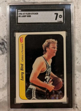 🏀 👑1986-87 Fleer Stickers ☘️ Larry Bird 🦅#2 SGC 7🏆 HOF;