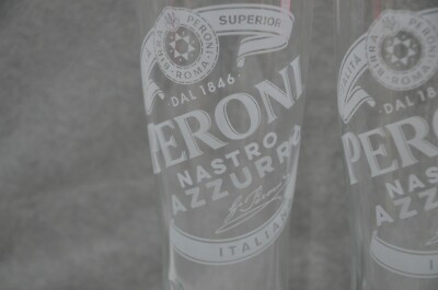 PERONI NASTRO AZZURRO PINT 9½ 24cm TALL LAGER BEER GLASS WITH BASE WIDGET