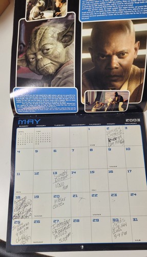 Star Wars Heroes and Villains 2003 Wall Calendar Obi-Wan Kenobi Yoda Skywalker - Picture 3 of 4