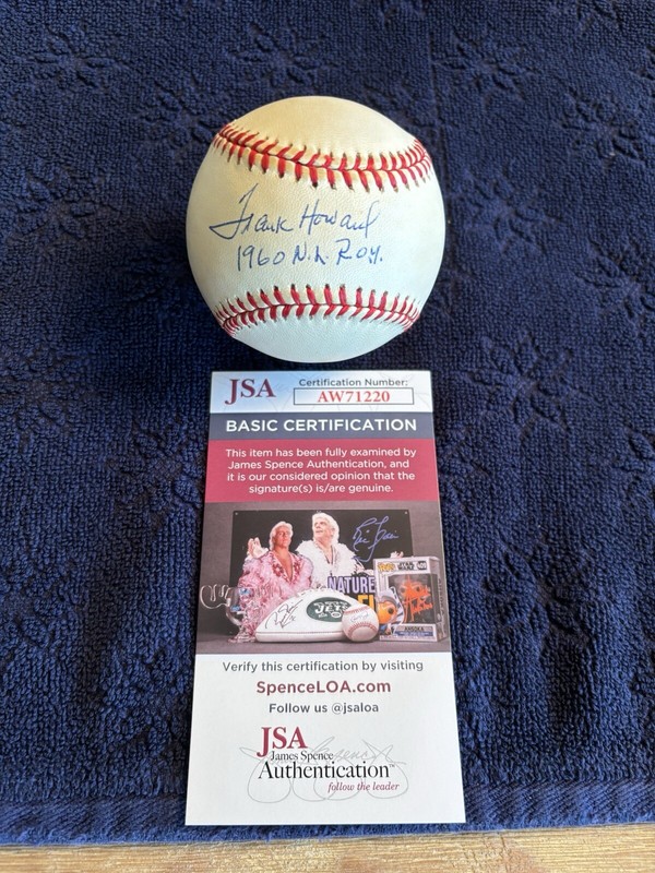 Frank Howard 1960 NL ROY Autographed ONL Baseball JSA COA Vintage