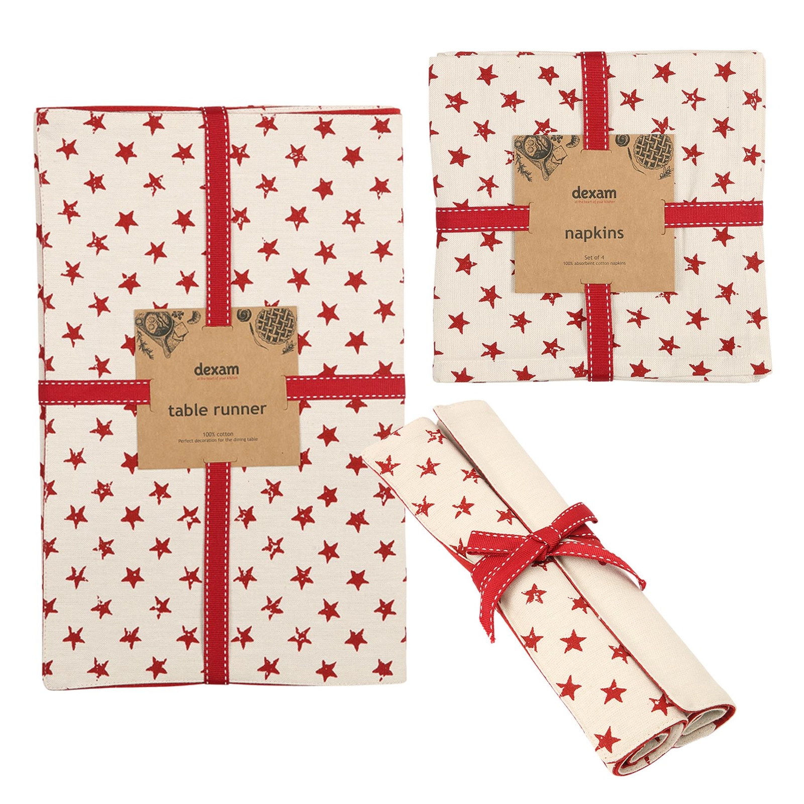 Dexam Star Table Runner, Placemats & Napkins Set