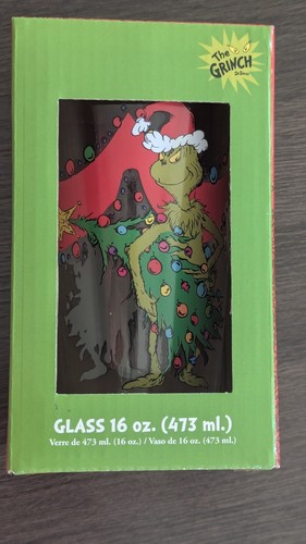 The Grinch Christmas Glass Dr. Seuss New Bioworld Christmas 16 Oz - Picture 11 of 17