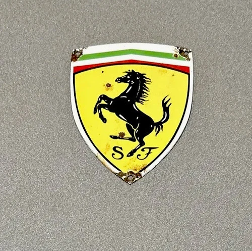VINTAGE FERRARI HORSE PORCELAIN SIGN CAR GAS OIL TRUCK