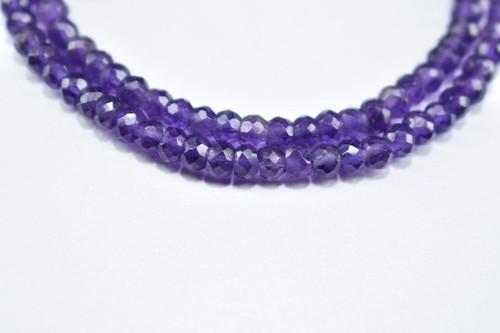 Schöne Amethyst facettierte Rondell Edelstein Perlen Halsketten 18 Zoll Mädch... - Bild 2 von 13