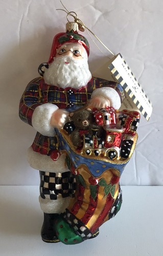 Selten/nicht mehr produziert - MacKenzie Childs (NY) HOLLY SANTA Glas Ornament 53910-26 MIB - Bild 5 von 12