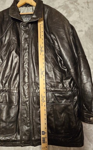 Collezione SA Giacca in Pelle Uomo Grande Full Zip Marrone Scuro Tasche Isolanti - Foto 6 di 24