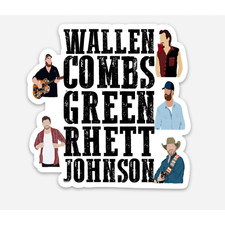 Country Artist Vinyl Sticker Wallen Combs Green Rhett Johnson