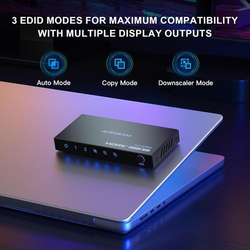 AVIDGRAM HDMI splitter 1 in 2 out, 8k 60Hz, 4k 120Hz, 40GBPS Bandwidth, 2.3HDCP - Photo 3/6