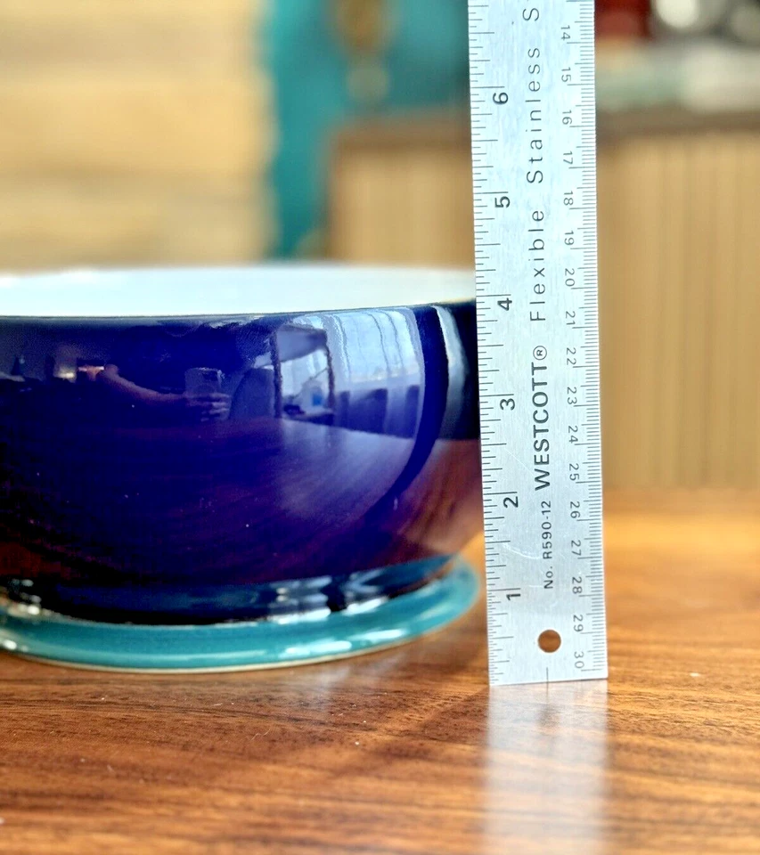 Denby Hand Crafted England Regatta Blue Teal Large Serving Vegetable Bowl - Image 4 of 4