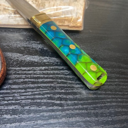 Bark River Knives Kitsune Tanto CPM 154 Borealis Dragon Scale Toxic Liner USED - Picture 4 of 4