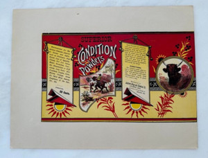 1920s CATTLE & HORSE Drug Vet FARM Livestock CONDITION POWDERS Advertising LABEL
