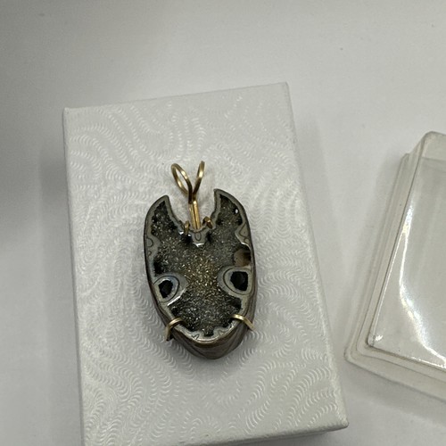 Artisan Made Pyritized Ammonite Fossil Gold Filled Wrapped Pendant 1.5” NOS - Picture 6 of 10