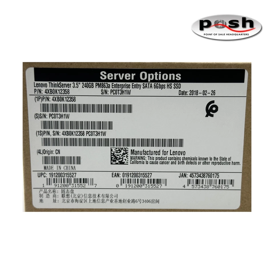 Lenovo ThinkServer 3.5" 240GB PM863a Enterprise Entry SATA 6Gbps HS SSD 4XB0K123 - Image 4 of 4