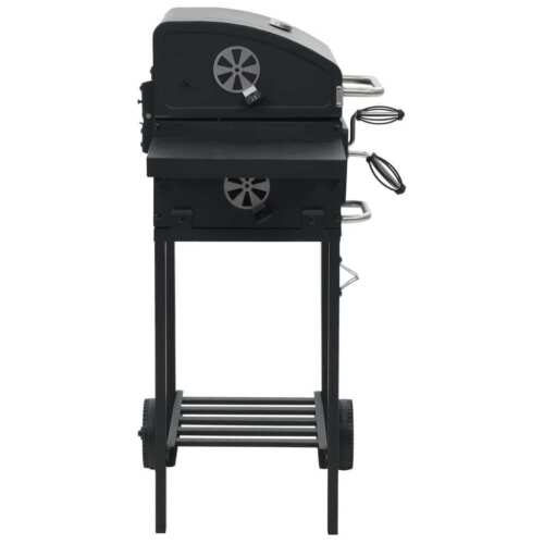 Charcoal BBQ Grill With Wheels Outdoor Smoker Broiling Barbecue Cooker Black - Picture 3 of 11