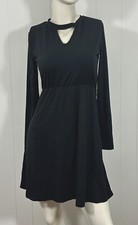 NWT Maurices Womens Black Keyhole Mini Dress Long Sleeve Size S elastic waist