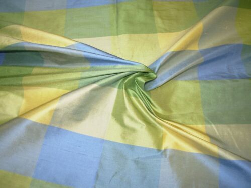 2 YDS 100% SILK PLAID CHECKS  ACACIA COAST DRAPERY UPHOLSTERY FABRIC FOR LESS - Picture 1 of 4