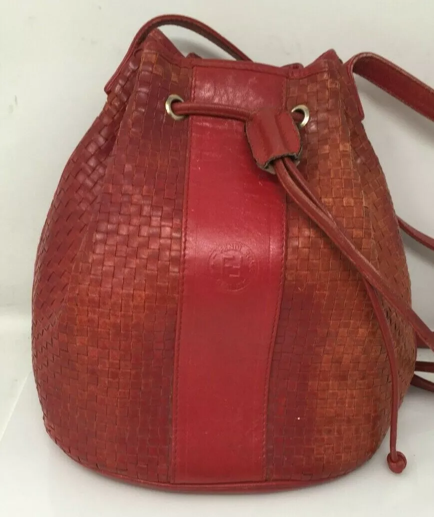 Used] FENDI FENDI micro bucket bag charm charm leather red red