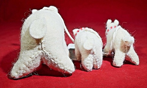 Rustic Plush Polar Bear Mama and Babies Festive Holiday Christmas Tree Ornaments - Picture 5 of 10