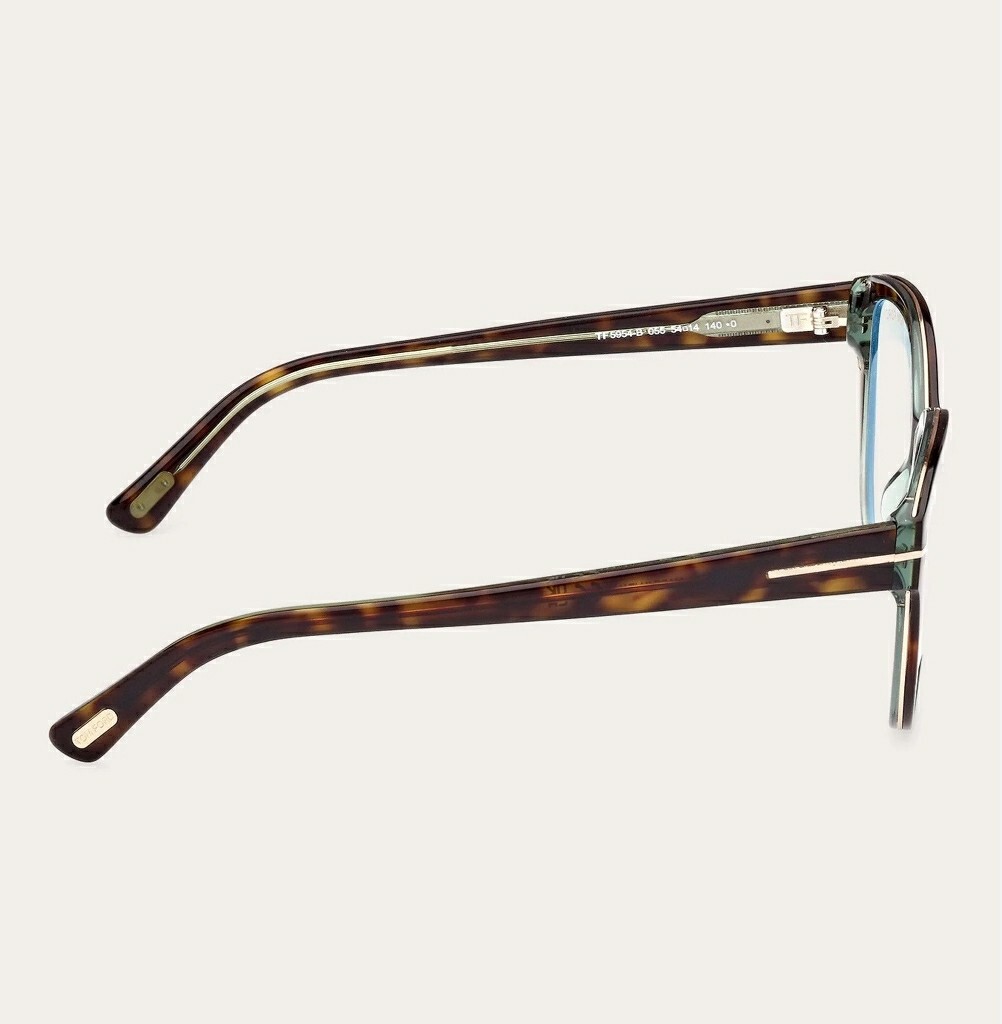 Tom Ford FT5954 Eyeglasses Havana Acetate/Metal Tom Ford FT5954-B 055 Havana Cat Eye Frame Blue Block Lens  main image 2