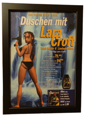   Lara Croft Tomb Raider 2 Dusch Werbung, Werbeblatt, Poster, Ad Framed Gerahmt 