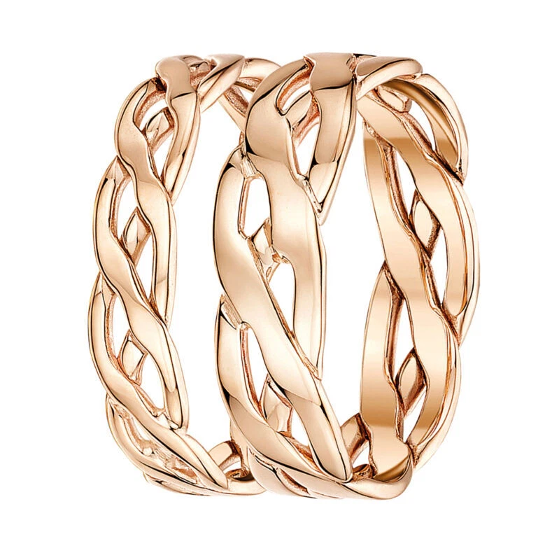 Anillos De Boda Celta Oro Rosa 9ct His & Hers 4mm 6mm Con Sello UK 375