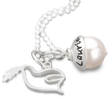 Taufkette Gravur TAUFPERLE TAUBE 925 Silberkette Namen Taufe personalisiert