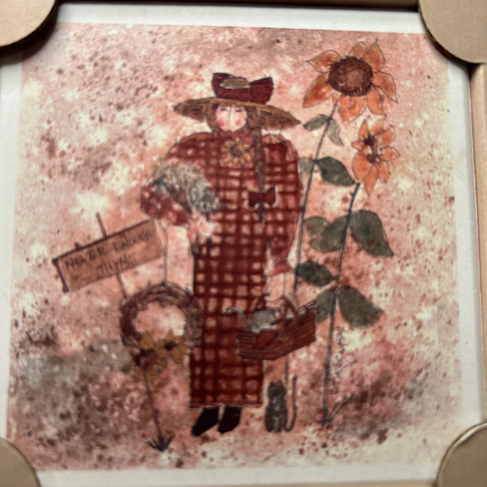 Juego de posavasos de azulejos de arte decorativo (4) NUEVO (sellado) hecho en EE. UU. 4”x4” Foto 2 de 4