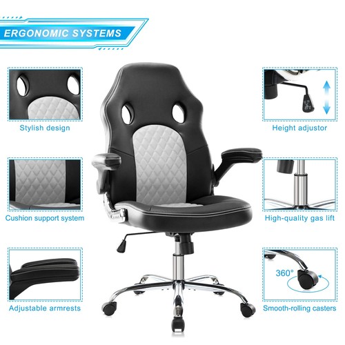 Gaming Chair Ergonomic Office Chair PU Leather Computer Chair High Back Desk ... - Picture 4 of 6