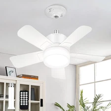 Socket Fan Light with Remote, Small Ceiling Fan with Lights, 1000LM Dimmable Lig