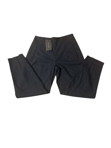 Navy pinstripe trousers with 32" inseam