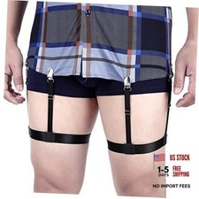 Men Shirt Stays Adjustable Elastic Shirt Garter Shirts Holder with Non Black