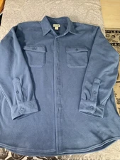 LL Bean Button Up Warm & Cozy Fleece Shacket Jacket Men’s Size XL Slate Blue
