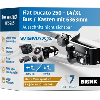 ANHÄNGERKUPPLUNG für Fiat Ducato 250 XL 11-21 starr BRINK +13pol E-Satz Erich J