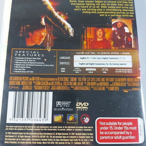 Sunshine DVD 2007 Region 4. Science fiction. Good condition. Danny Boyle. Murphy - Picture 3 of 6