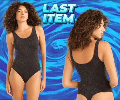 Sofia Jeans Women's XL 16-18 Seamless Lurex Thread Scoop Neck Bodysuit Black NWT