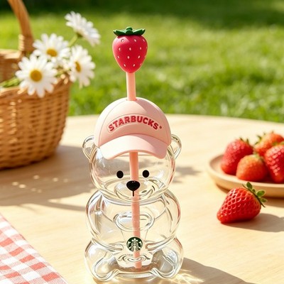 Starbucks Bearista Bear Cup Tumblers Strawberry Topper Baseball Cap 591ml