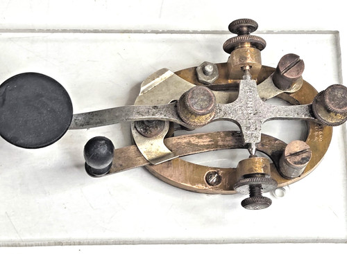 Antique JH Bunnell Co. Telegraph Key New York USA BRASS MOUNTED ON ACRYLIC STAND